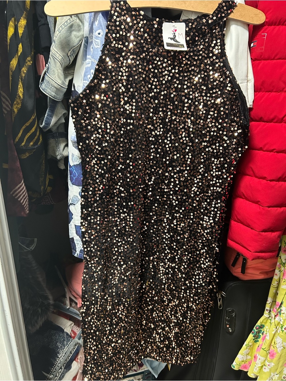 Black Sequin Halter Cocktail Dress